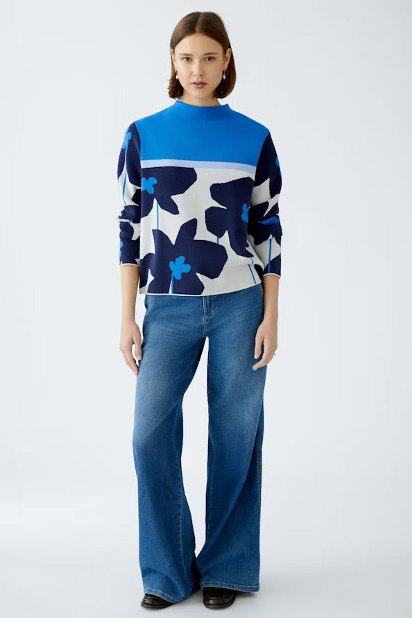 Oui Blue And White Pullover