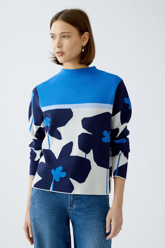 Oui Blue And White Pullover