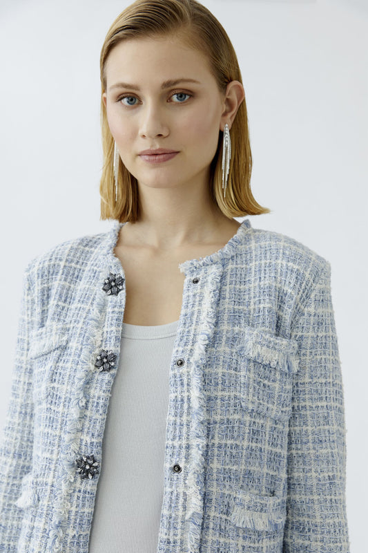 Oui Light Blue Tweed Cardigan