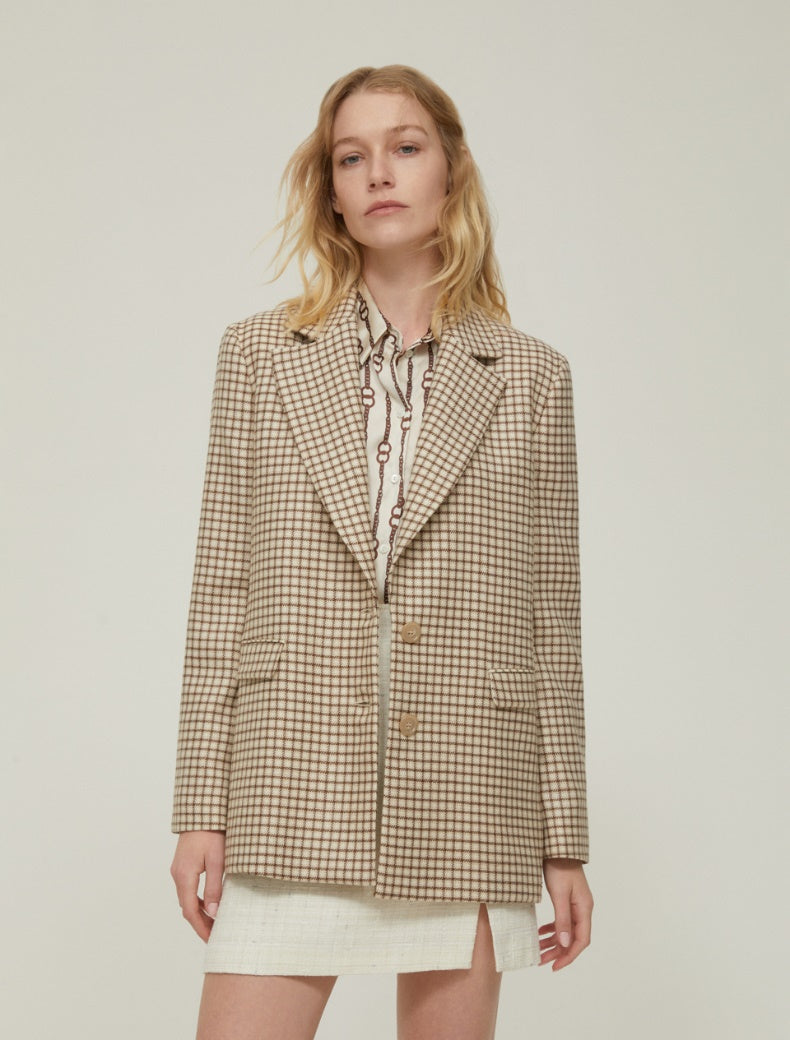 PennyBlack Tan and Cream Checked Jacket   Anson