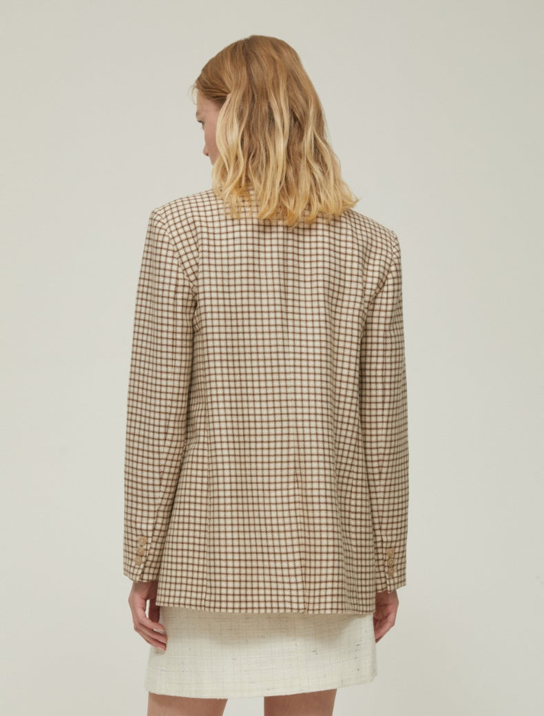 PennyBlack Tan and Cream Checked Jacket   Anson
