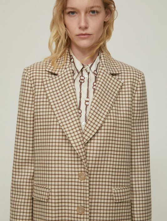 PennyBlack Tan and Cream Checked Jacket   Anson