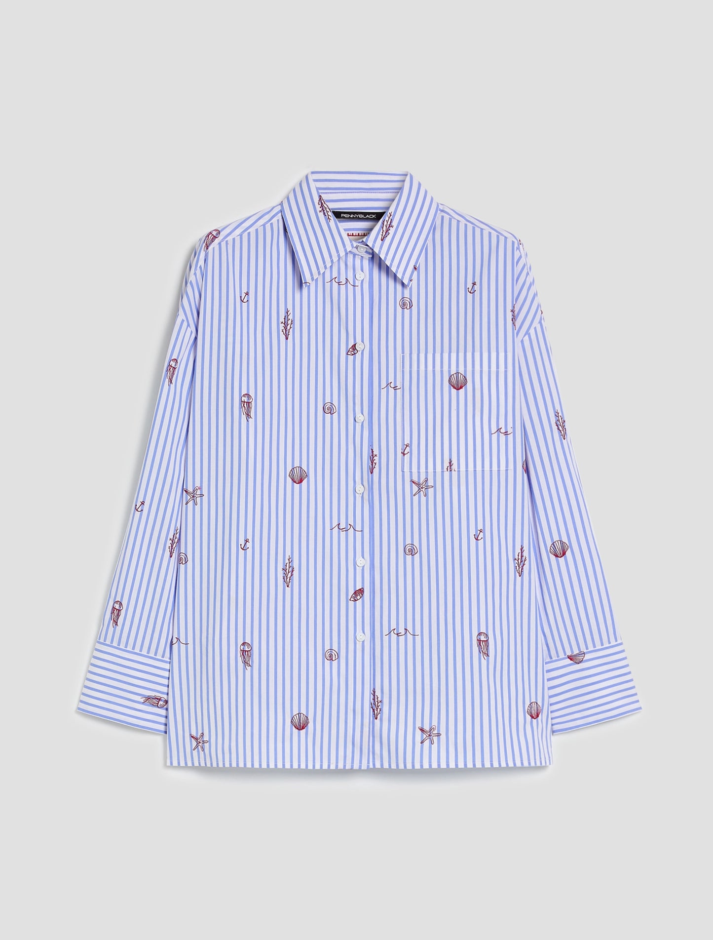 Penny Black Poplin Shirt with Embroidery Bricetta