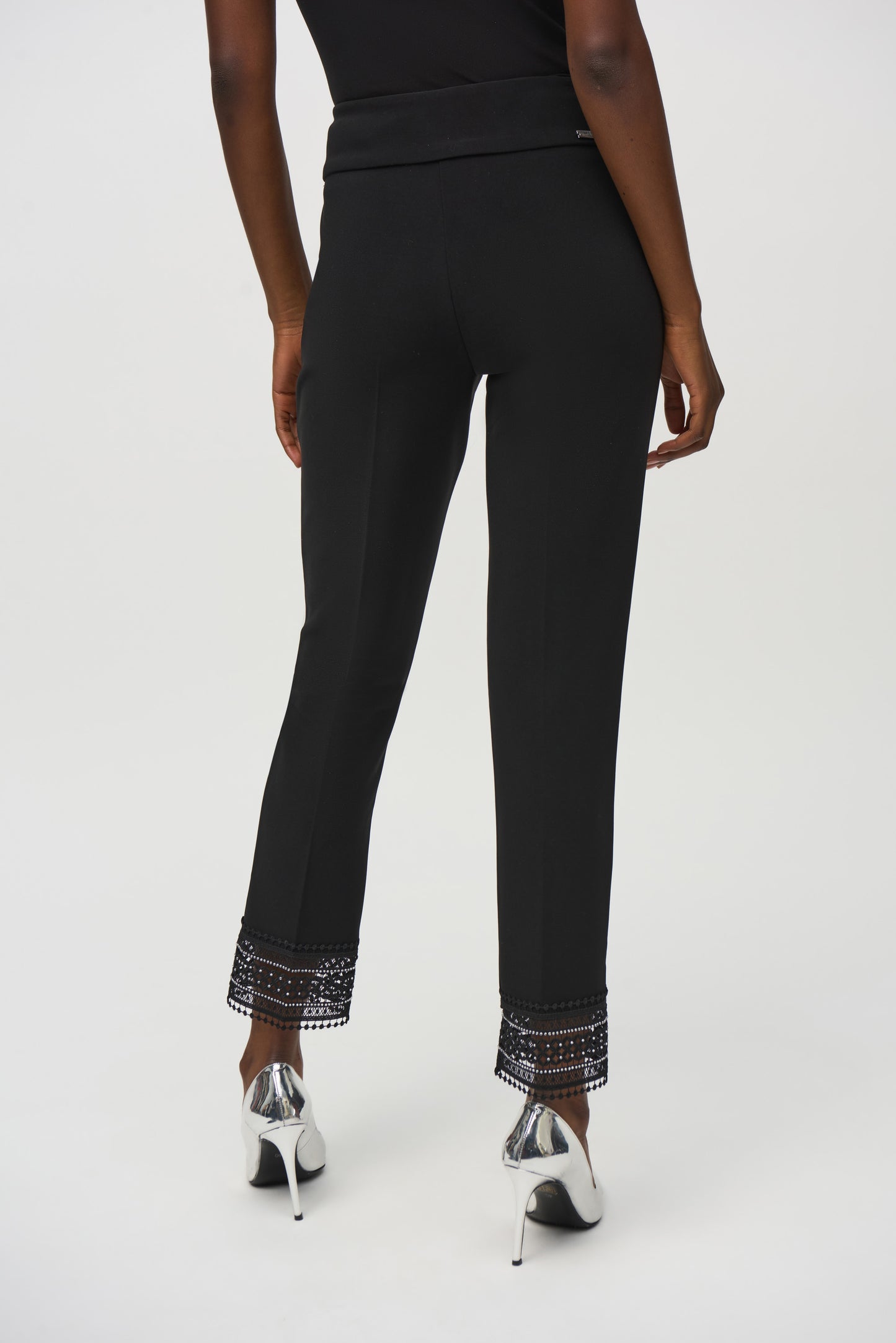 Joseph Ribkoff Slim Trousers With Jewels And Lace Trim Style 244177