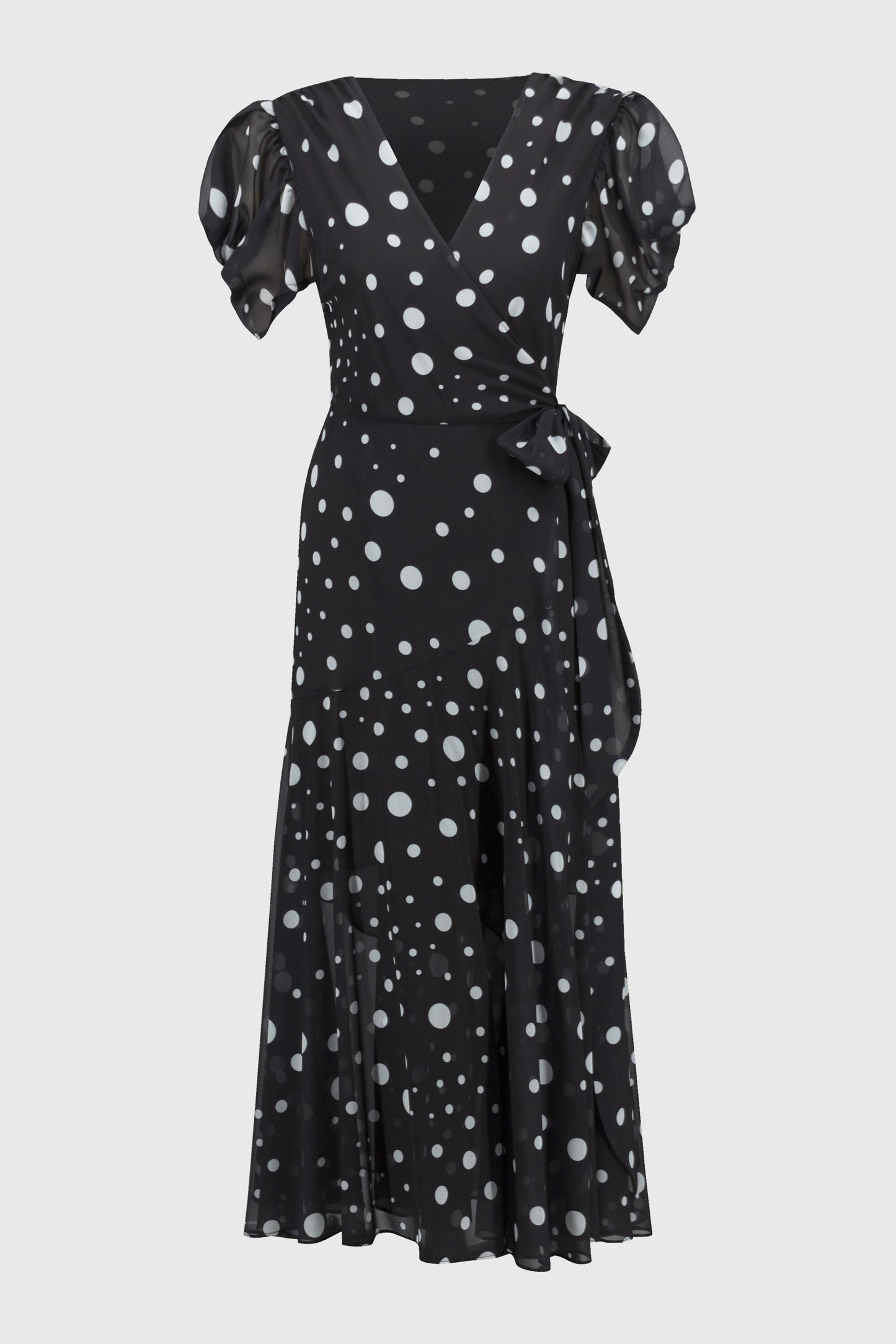 Joseph Ribkoff V-neck Polka Dot Midi Dress