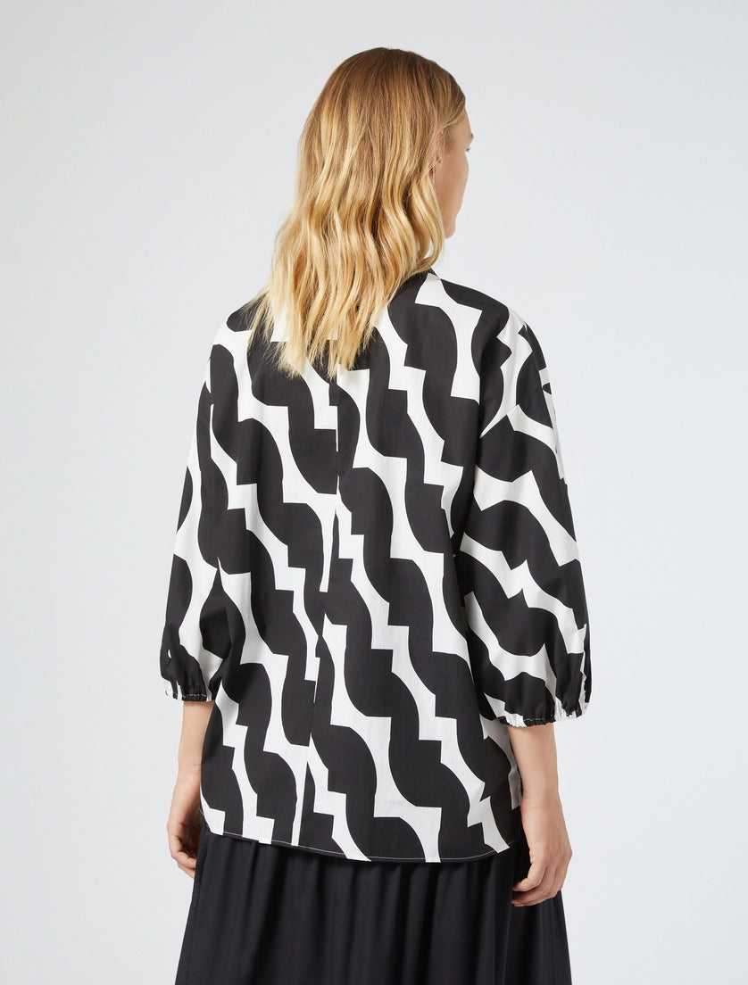 Marina Rinaldi black and White Cotton Shirt  Zigrino