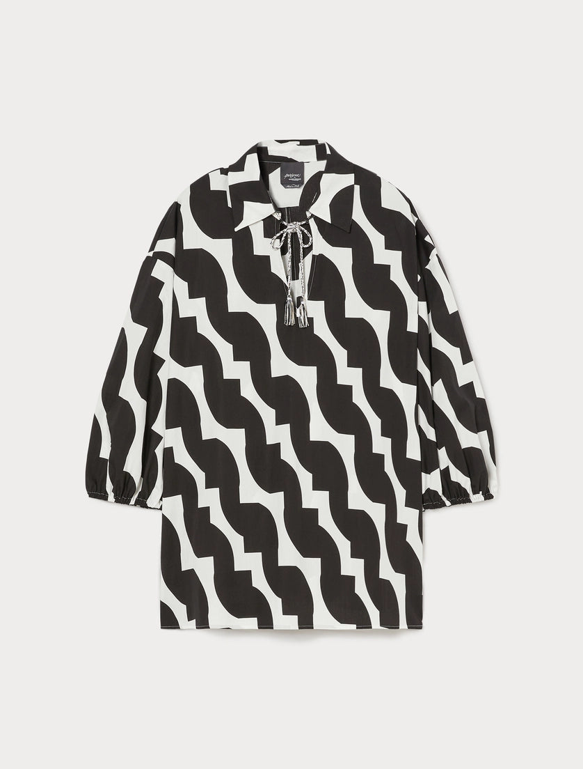 Marina Rinaldi black and White Cotton Shirt  Zigrino