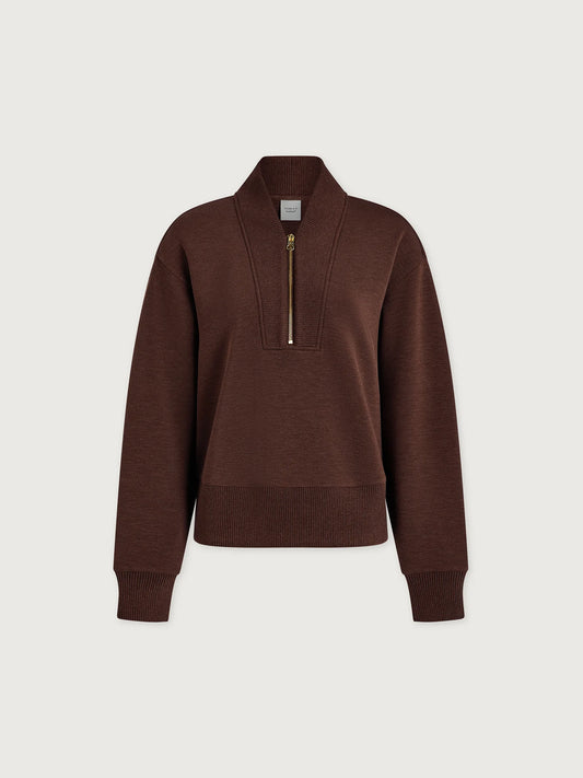 Varley Sally  Half zip Sweat  Coffee Bean Marl
