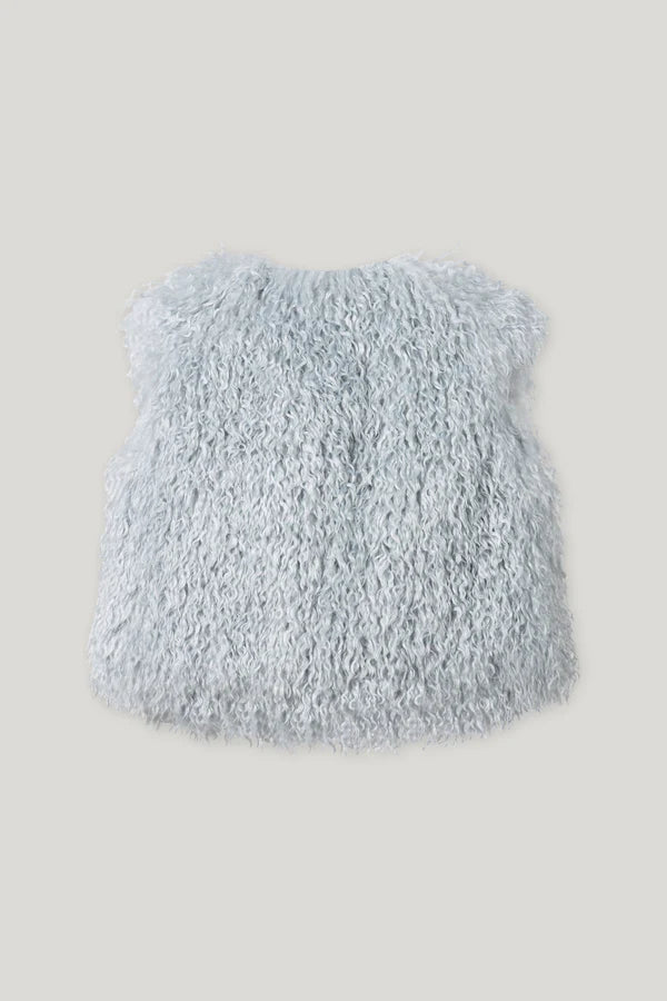 Luisa Cerano Light Blue Grey Faux Fur Gilet