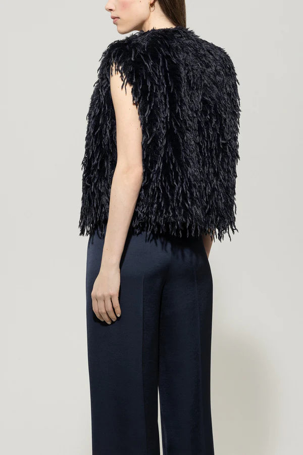 Luisa Cerano Feather-Look Vest in Dark Blue