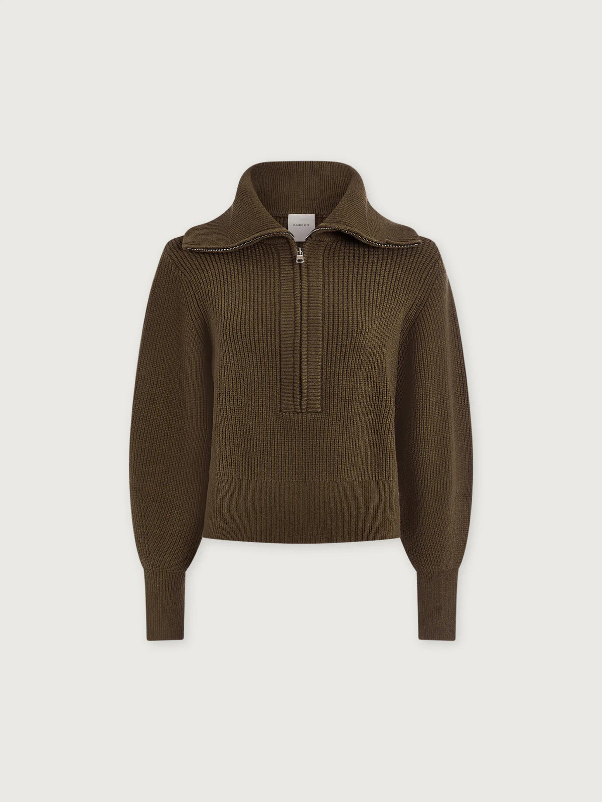 Varley Maura Half Zip Rib Knit in Olive Night