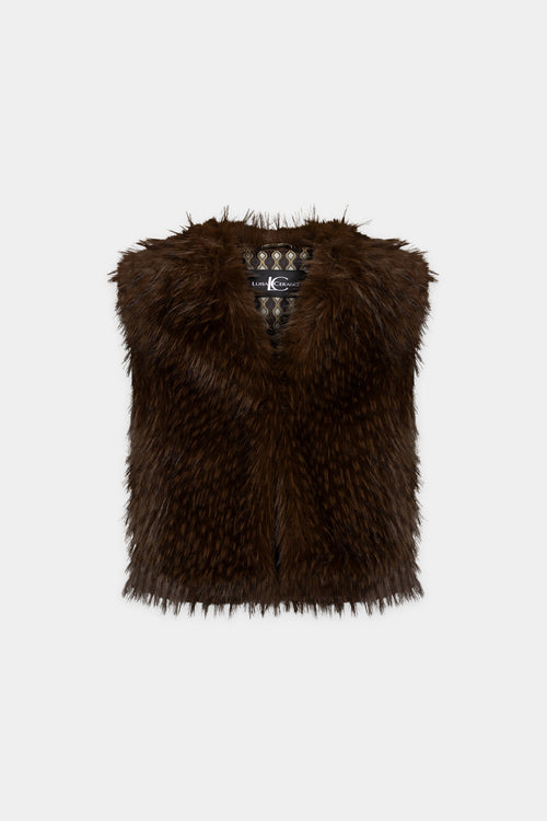 Luisa Cerano Faux Fur Merlot Gilet