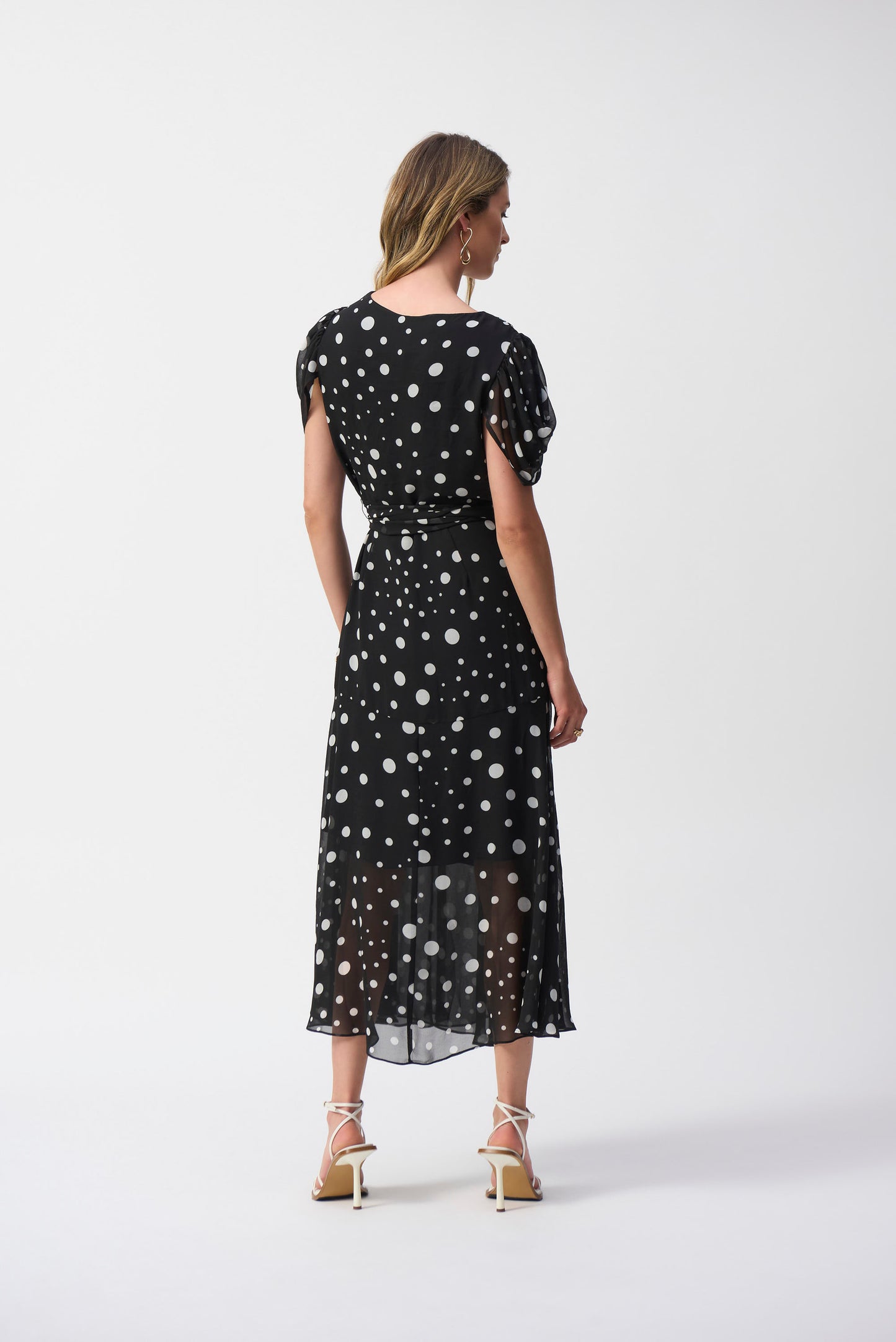 Joseph Ribkoff V-neck Polka Dot Midi Dress