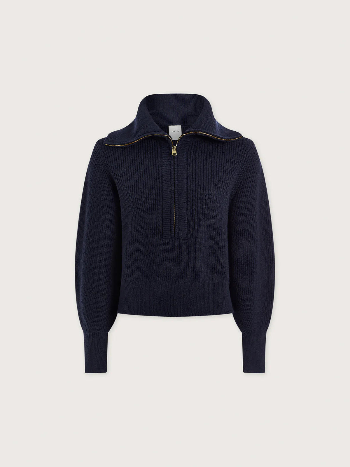 Maura Half-Zip Rib Knit. Navy