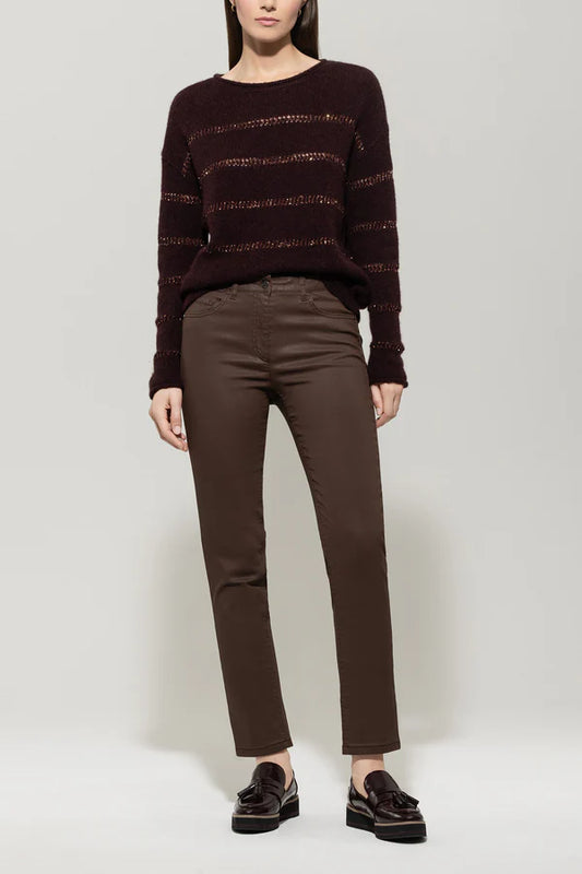 Luisa Cerano  Tapered Jeans with Faux Leather Trimmings