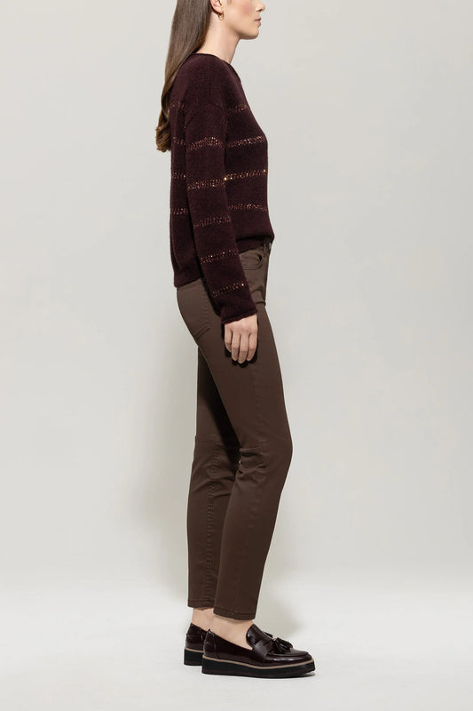 Luisa Cerano  Tapered Jeans with Faux Leather Trimmings