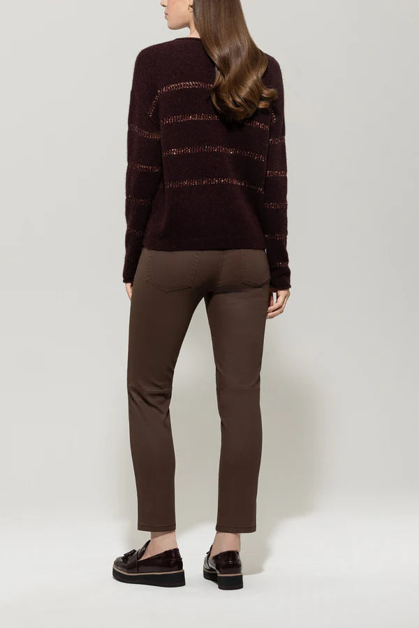 Luisa Cerano  Tapered Jeans with Faux Leather Trimmings