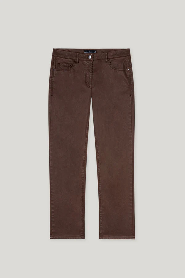Luisa Cerano  Tapered Jeans with Faux Leather Trimmings