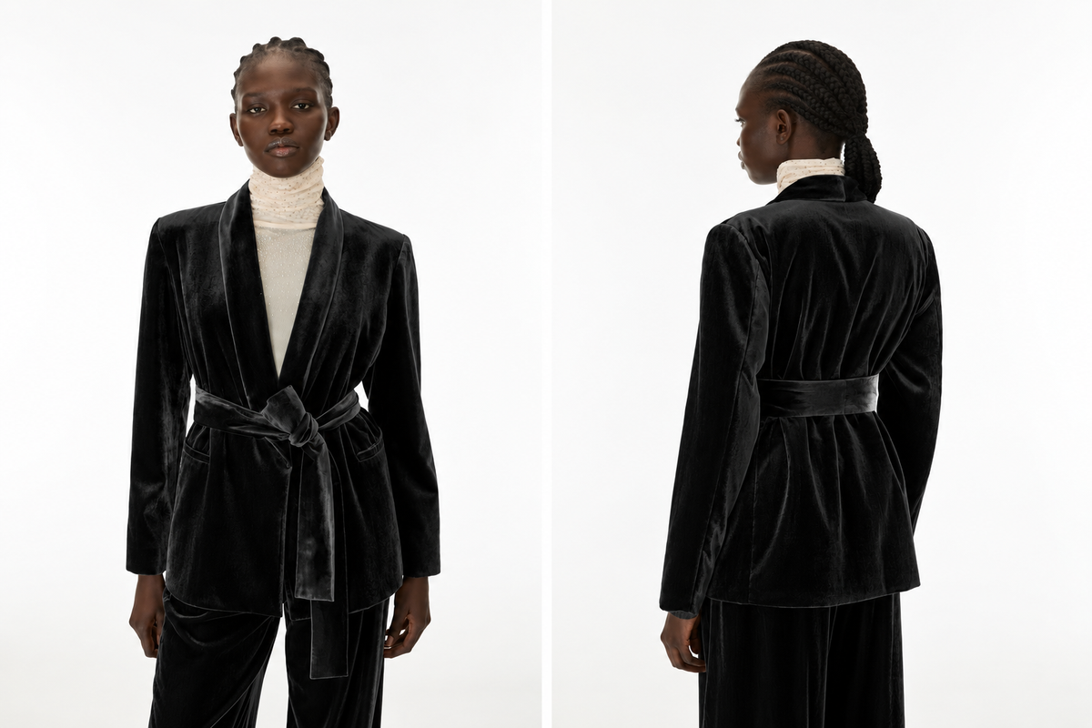 iBlues BELTED BLAZER Black