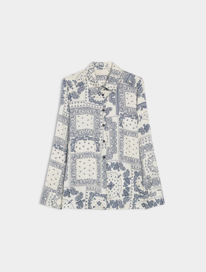 iBlues Straight Fit Blue and Ivory Shirt