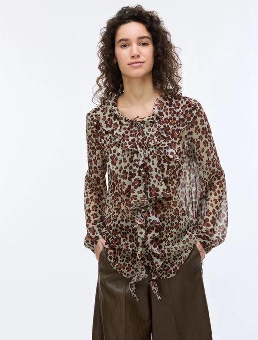 IBLUES PRINTED SHIRT -SAGE Animal Print