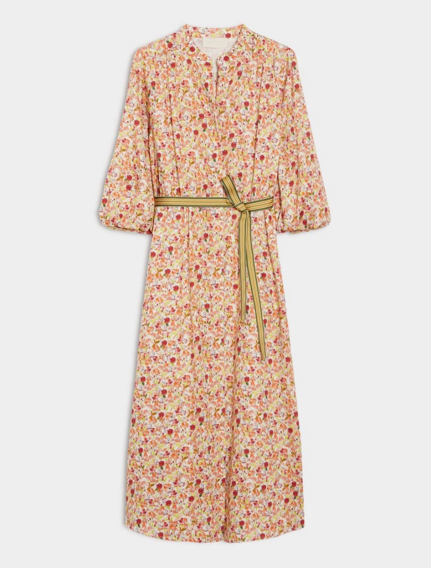 iBlues Flared Floral Dress Peach Bellico