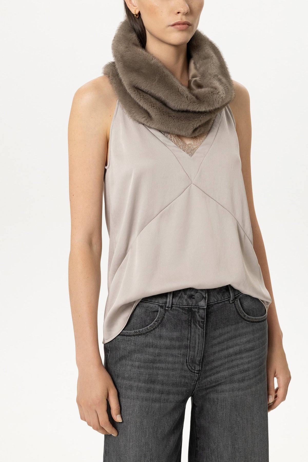 Luisa Cerano Taupe Fur Snood 848584/4213