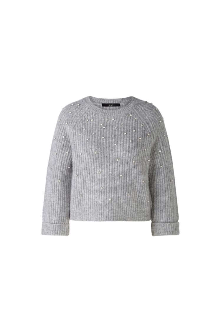Oui Grey Jumper with Silver Detailing