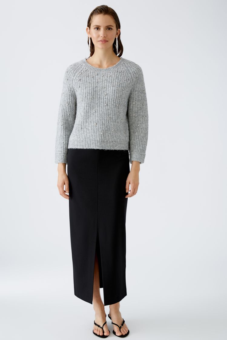 Oui Grey Jumper with Silver Detailing