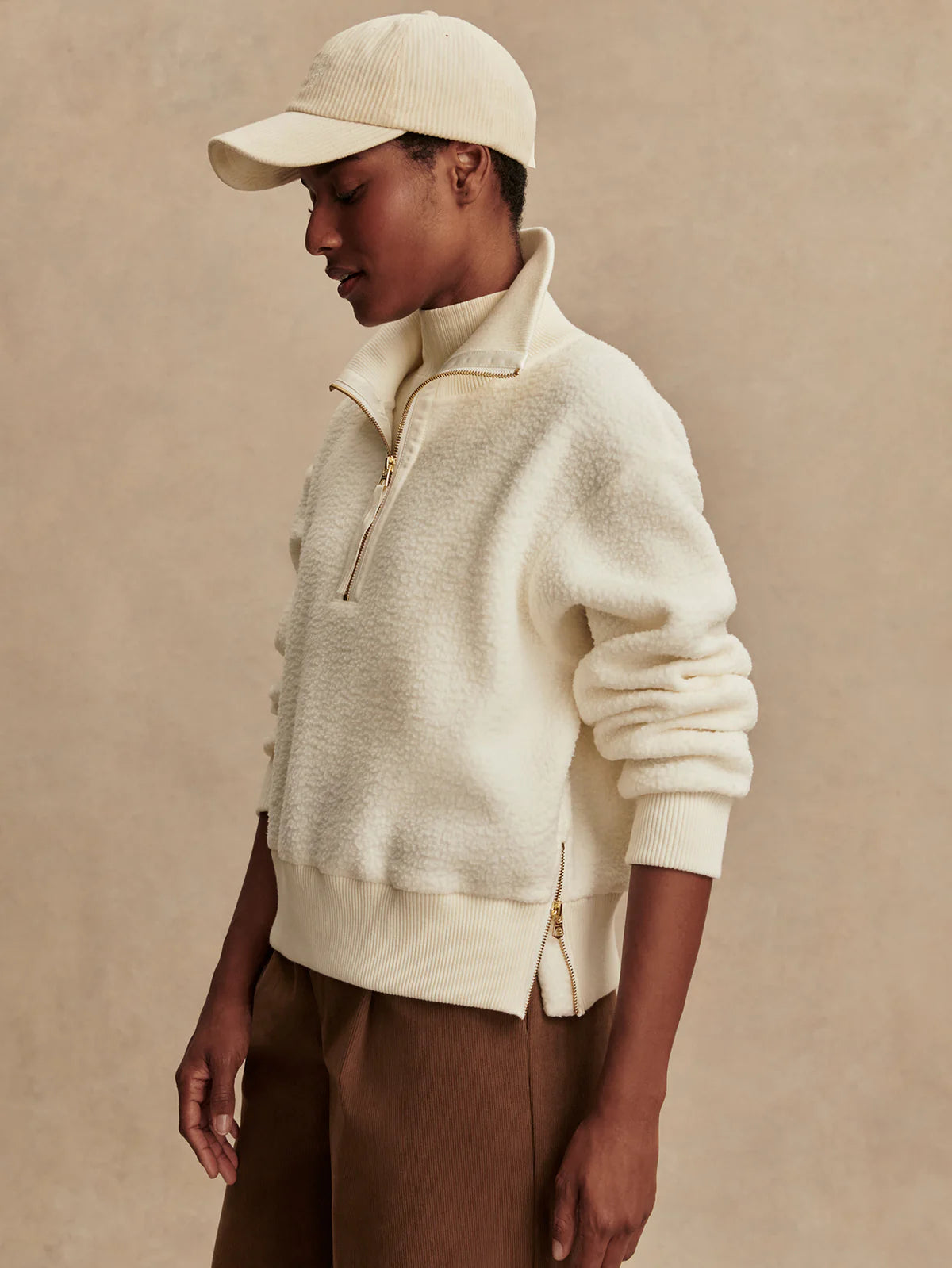 Varley Roselle Half Zip Fleece in Egret