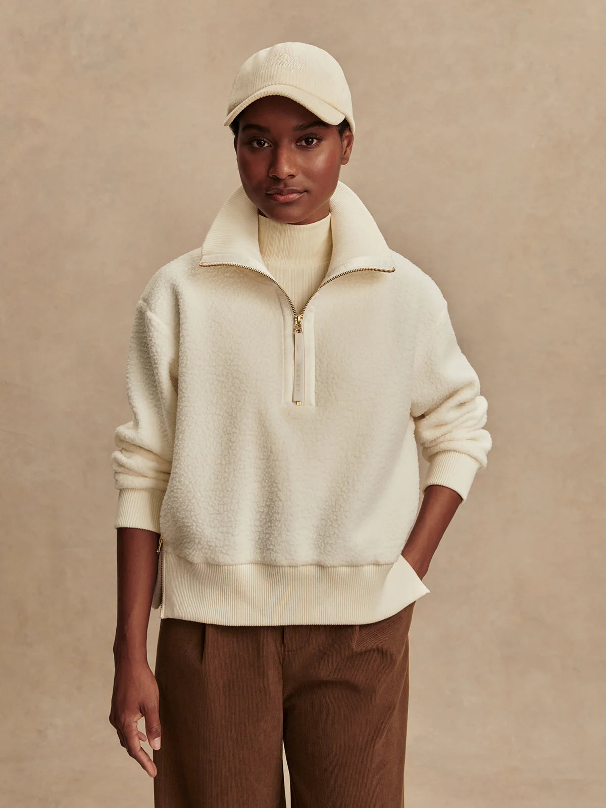 Varley Roselle Half Zip Fleece in Egret