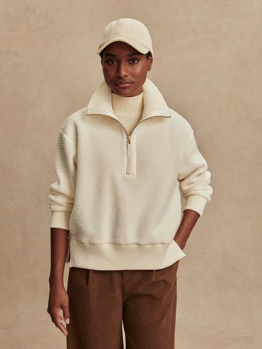 Varley Roselle Half Zip Fleece in Egret