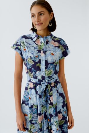 Oui Dark Blue Floral Midi Dress