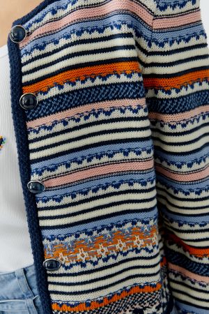 Oui Blue and Red Cardigan