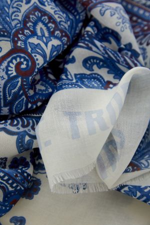 Oui Blue and White Scarf