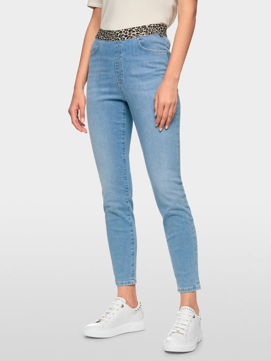 Marc Cain Sofia Trousers with Leopard Print Waistband