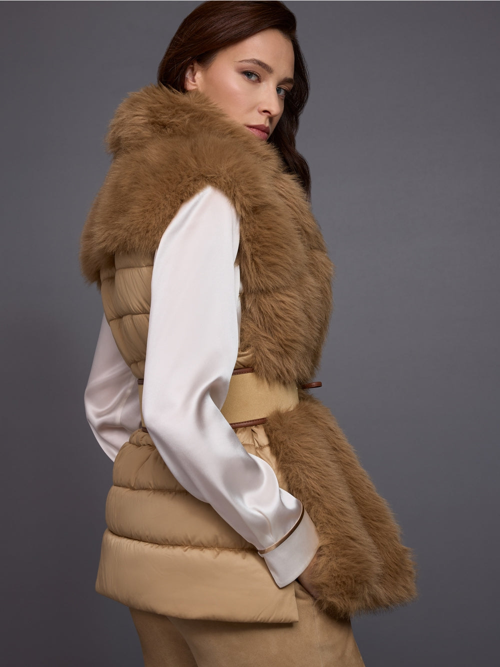 Marc Cain Faux Fur Gilet with quilted back BC37.04 W72 620