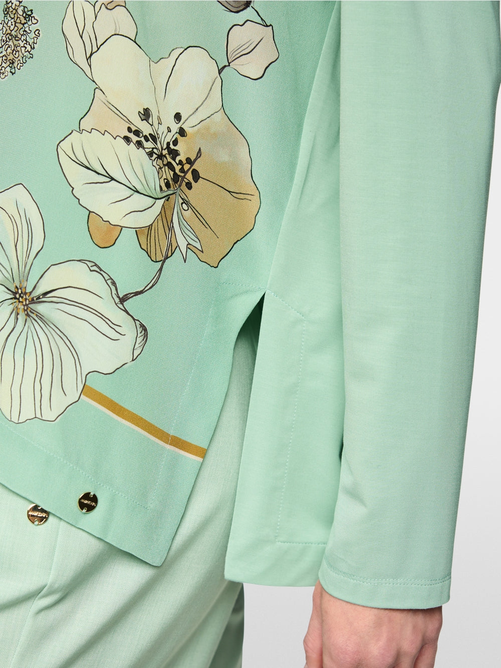 Marc Cain Shirt Green Flower Design