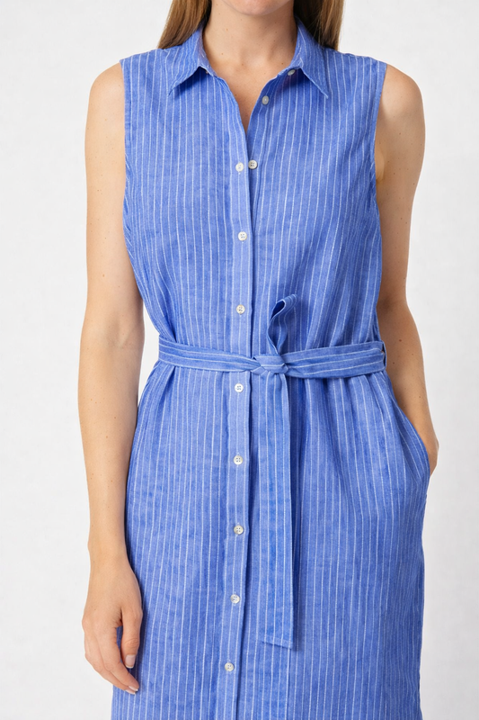 120% Lino Striped Shirt Dress