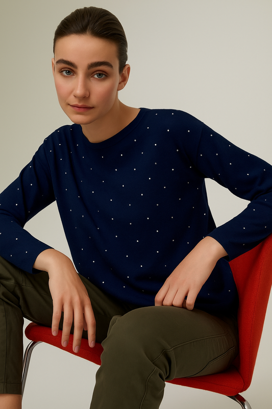 Pennyblack Jumper   Navy with micro stud detail   Acinoso