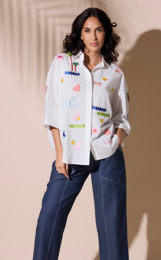 Fuego White Patterned Shirt