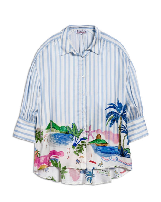 Fuego Coastal Sketch Stripe Shirt