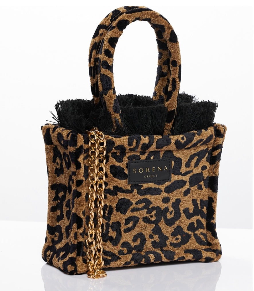 Sorena Leopard Velvet Mini Tote