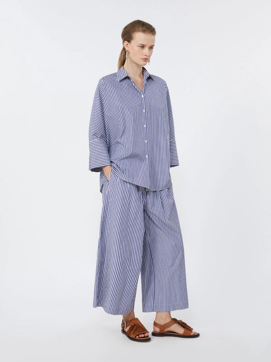 Weekend MaxMara Cotton Poplin Oversize Shirt Dark Blue WKDHUDSON