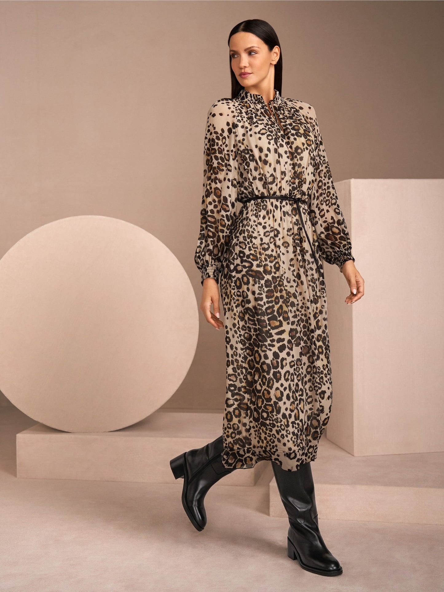 Marc Cain Maxi Leopard Print Dress ZC 21.08 W27