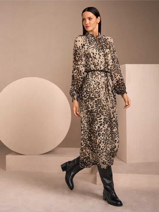 Marc Cain Maxi Leopard Print Dress ZC 21.08 W27