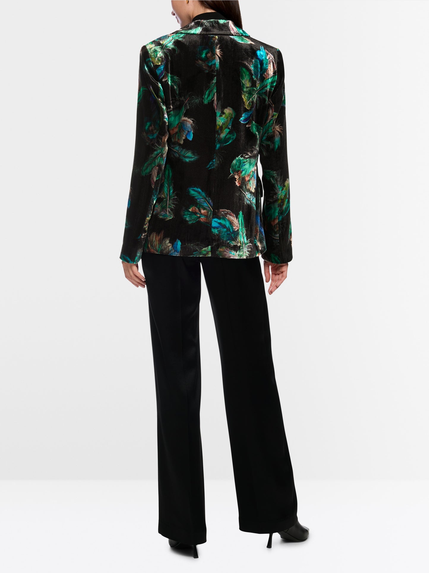 Marc Cain Velvet Blazer with Feather Print