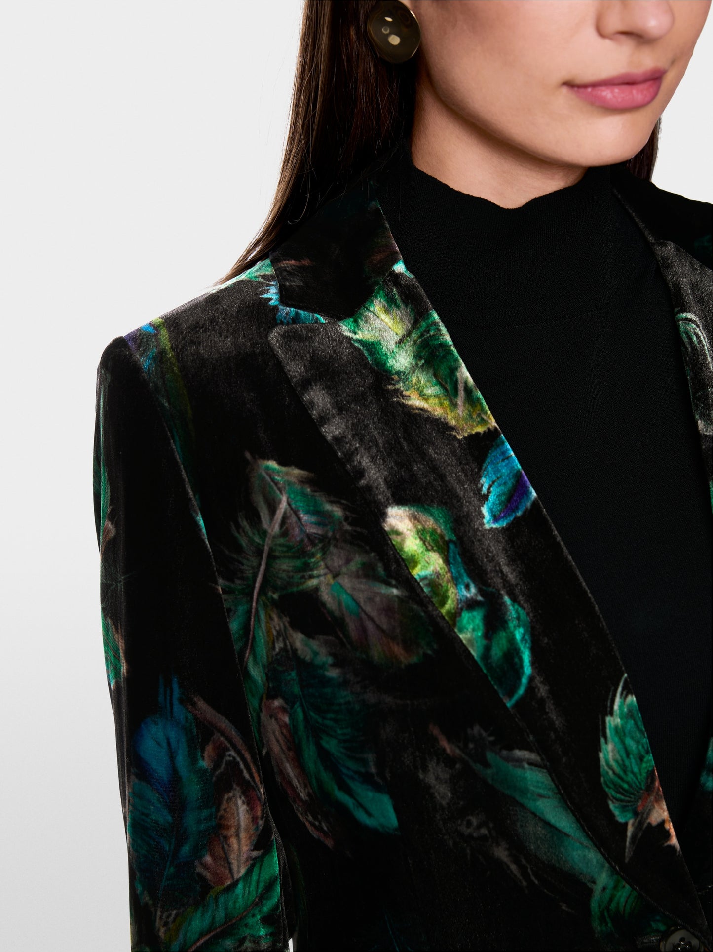 Marc Cain Velvet Blazer with Feather Print