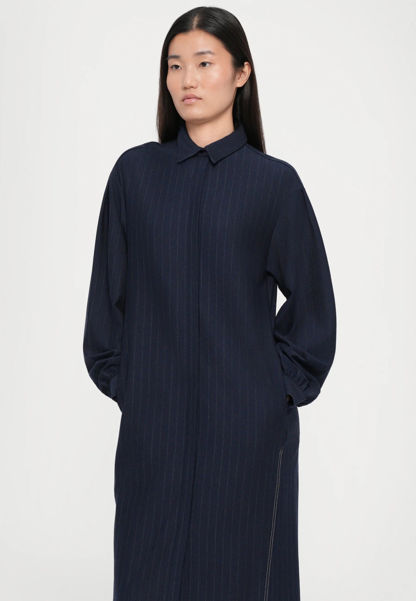 MM MaxMara Domizia Navy Shirt Dress
