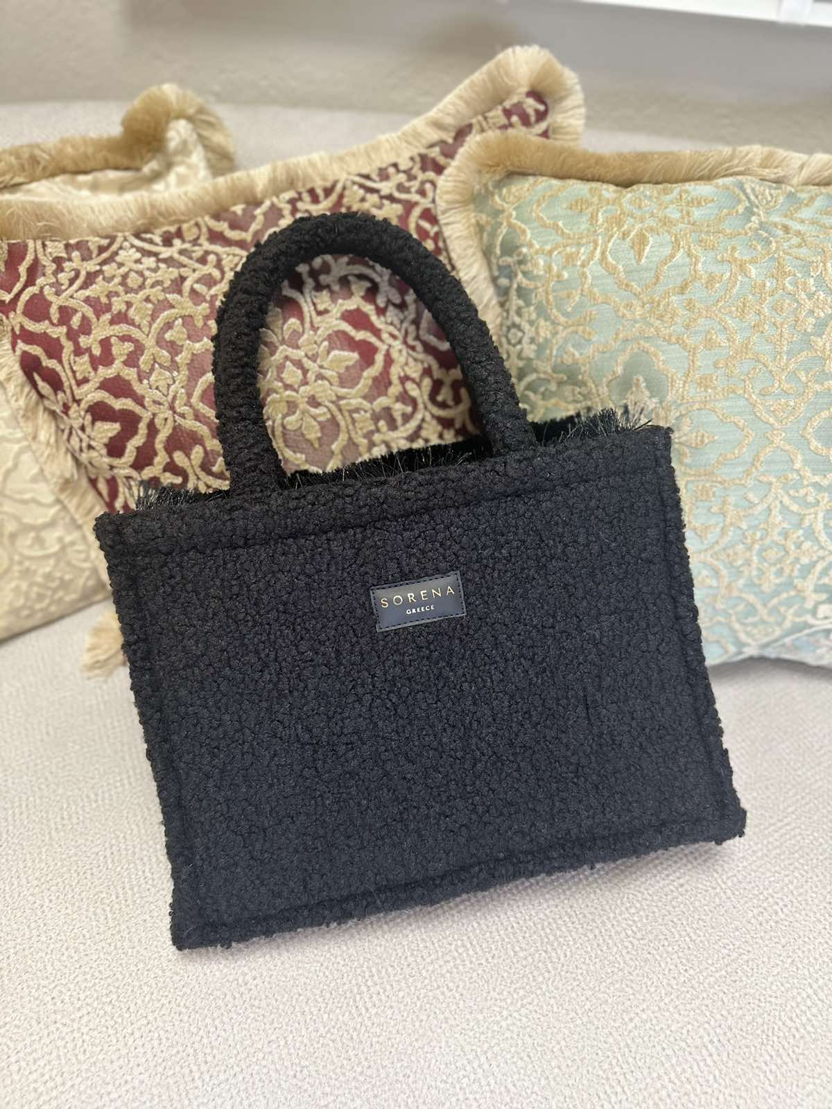 Sorena Greece Teddy Black Tote Bag